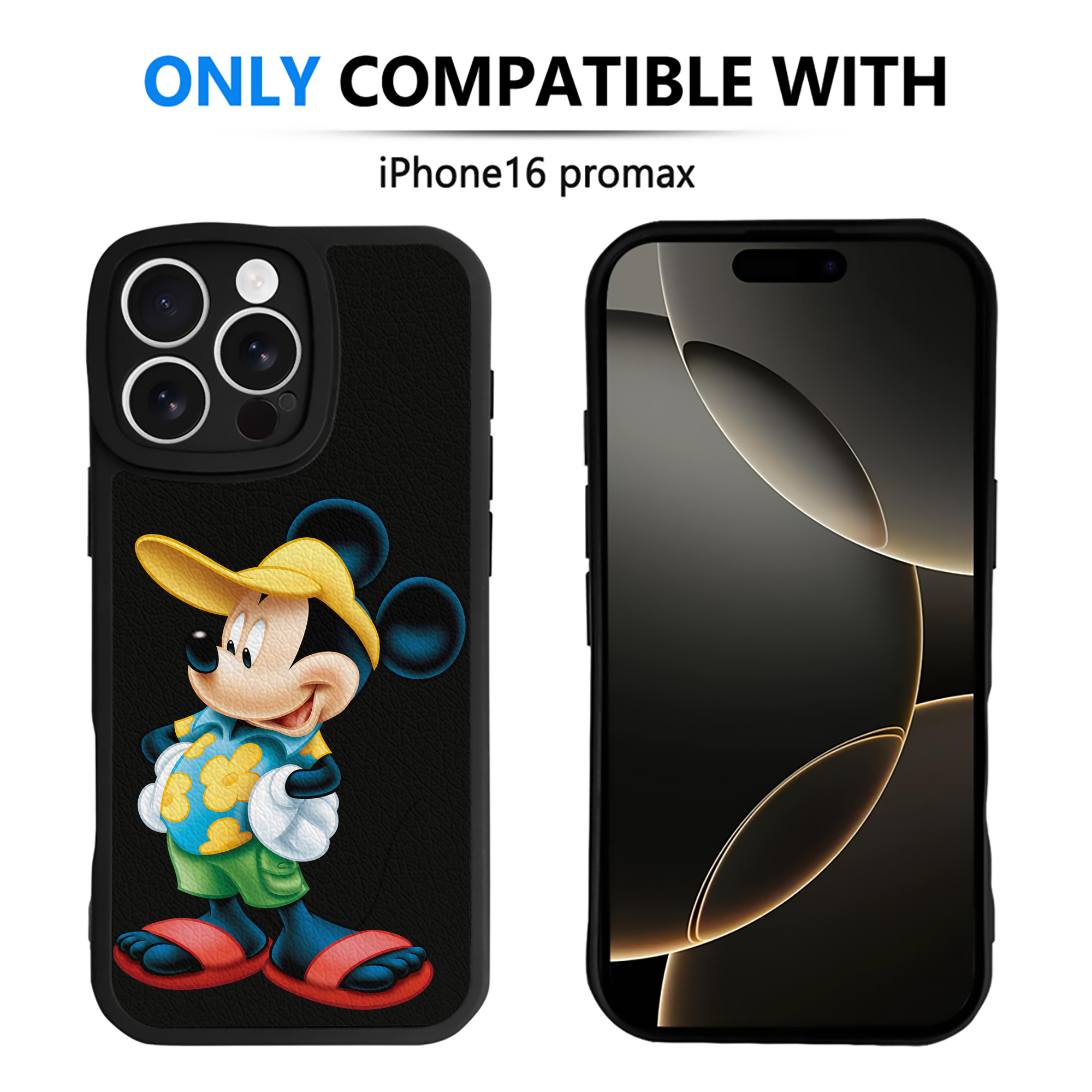 （画像用） ミッキーマウス Mickey Mouse 【iPhone 16シリーズ対応】シリコンスマホケース（レザー調） 材質：シリコン